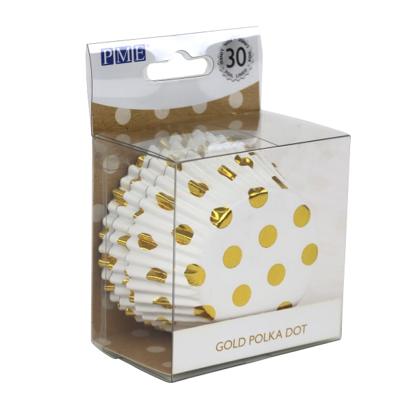 Cupcake Baking Cases - Gold Polka Dots